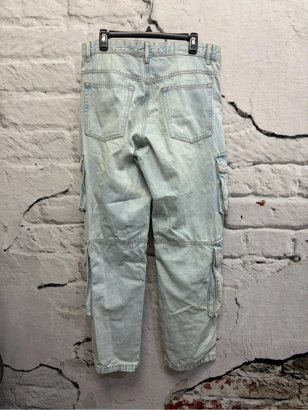Zara Oversized Acid Wash Retro 90s Large Pockets Cargo Pants Jeans Y2K